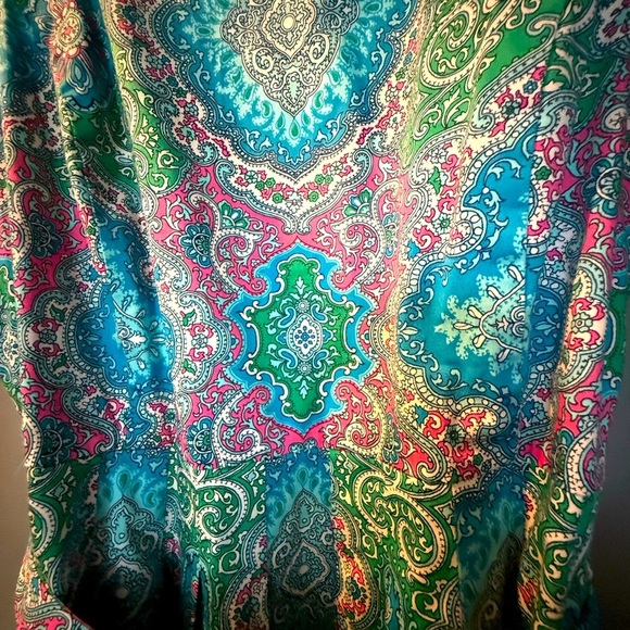 Talbots RETRO PAISLEY FIT-AND-FLARE DRESS Women's Sz 8p 18" PTP MIDI - Picture 4 of 8